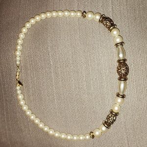 1928 Faux Pearl, Filigree Collar Necklace, Pre-loved in Excellent Condition